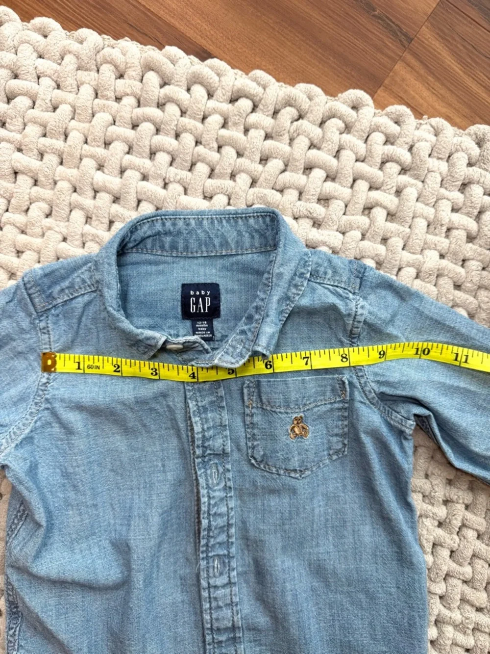 Gap Baby | Chambray Collared Shirt in Washed Medium Blue | 12-18 Months